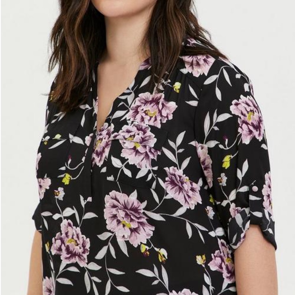 Torrid Harper Georgette Pullover 3/4
Sleeve Tunic Blouse Size 1 (XL ) (1…